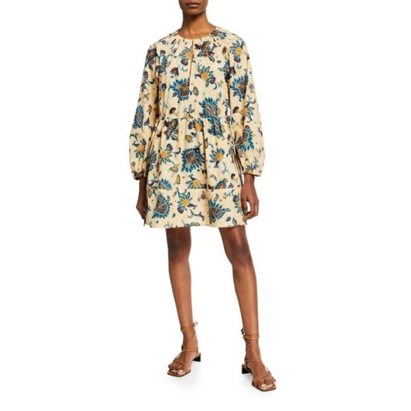 💕A.L.C.💕 Myra Paisley Long Sleeve Shift Dress ~ Apricot Abstract Floral 2 - Picture 9 of 16